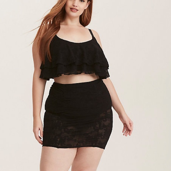 torrid Other - Torrid lace ruched Swim Skirt with bikini bottoms